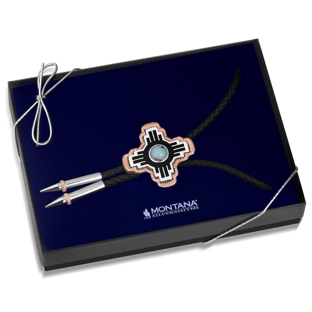 Montana Silversmiths Western Lifestyle Braided Leather Cord Silver Finished Arrow Pointed Tips Southwestern Style Bolo Tie