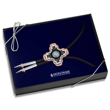 Montana Silversmiths Western Lifestyle Braided Leather Cord Silver Finished Arrow Pointed Tips Southwestern Style Bolo Tie