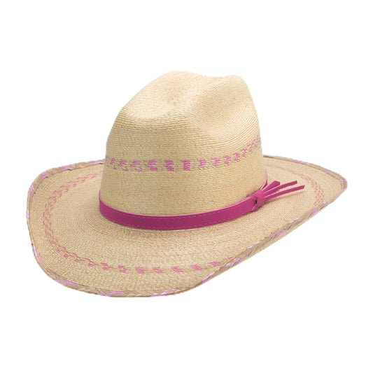 Kids Straw Hats Roseville Cowboy Natural Pink Hat in Size Elastic OSFM