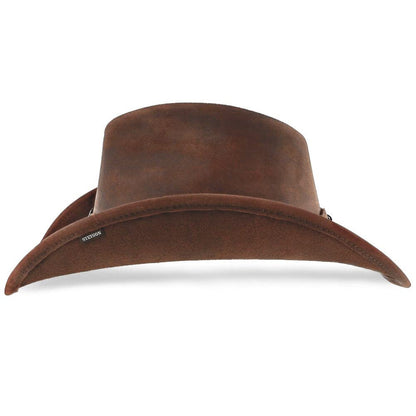 Stetson Men's Roxbury Shapeable Leather Cowboy Western Hat, Rust, Small