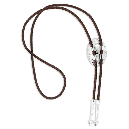 Montana Silversmiths Western Lifestyle Braided Leather Cord Silver Finished Arrow Pointed Tips Southwestern Style Bolo Tie