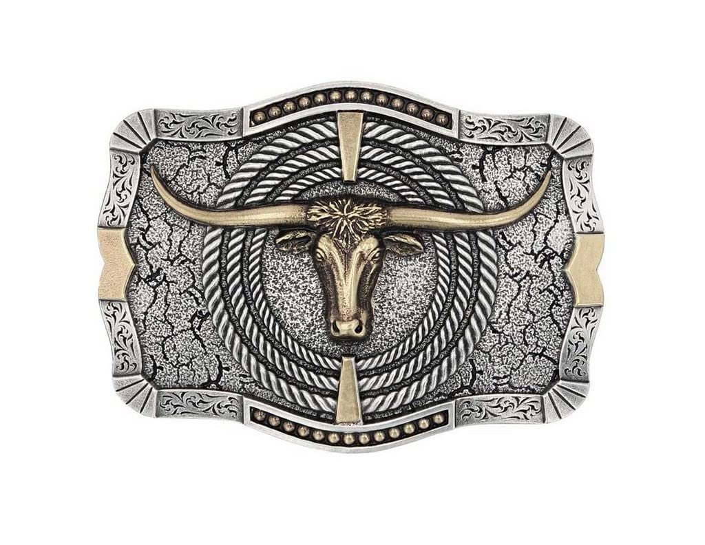 Montana Silversmiths Men's Roping Ready Longhorn Attitude Belt Buckle - A930