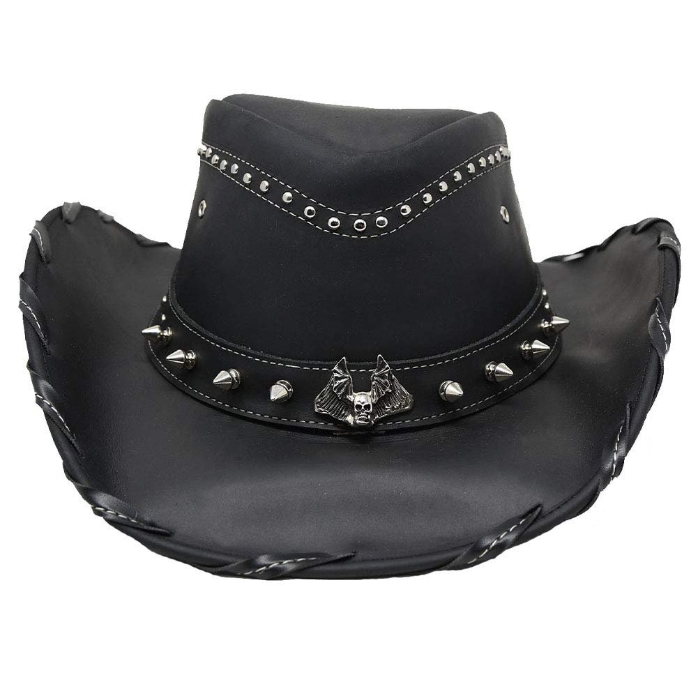 Bullhide Men's 3 3/8" Brim Collection Iron Road Top Grain Leather Cowboy Hat with Chin Cord
