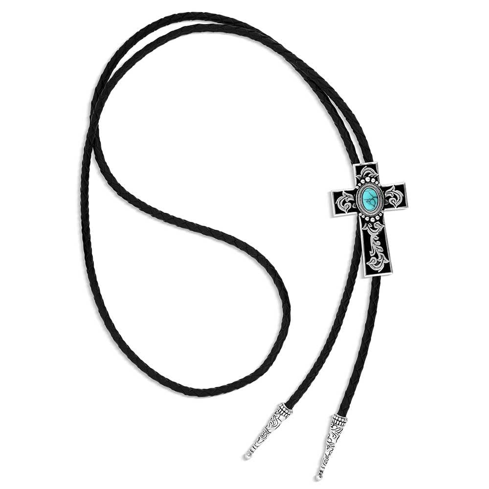 Montana Silversmiths Western Lifestyle Braided Leather Cord Silver Finished Arrow Pointed Tips Southwestern Style Bolo Tie
