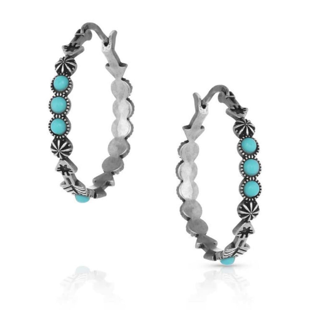 Montana Silversmiths Western Lifestyle Turquoise Post/Stud Earrings (Round Hoop)