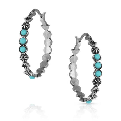Montana Silversmiths Western Lifestyle Turquoise Post/Stud Earrings (Round Hoop)