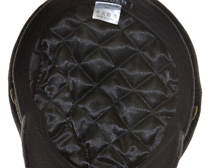 Broner Wool Blend Fisherman Cap Greek Sailor Hat in Black with Gold Button (Small, Black)