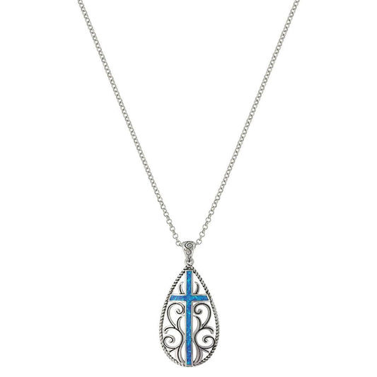 Montana Silversmiths Filigree Water Lights Cross Christian faith Western Inspired 19 Inch Necklace