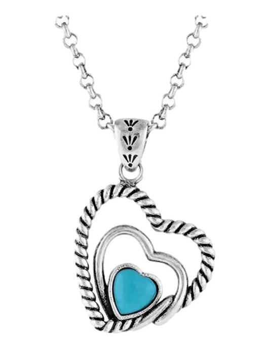 Montana Silversmiths Women's Clearer Ponds Turquoise Heart Necklace Silver One Size