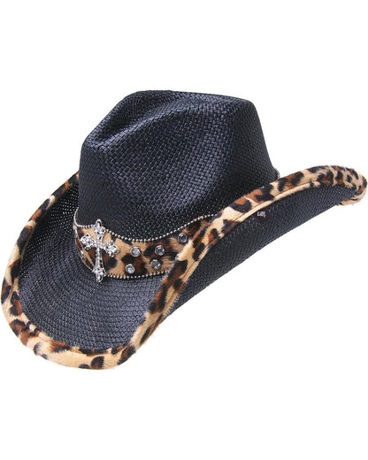 Peter Grimm Ltd Unisex Winslow Straw Cowboy Hat Black One Size