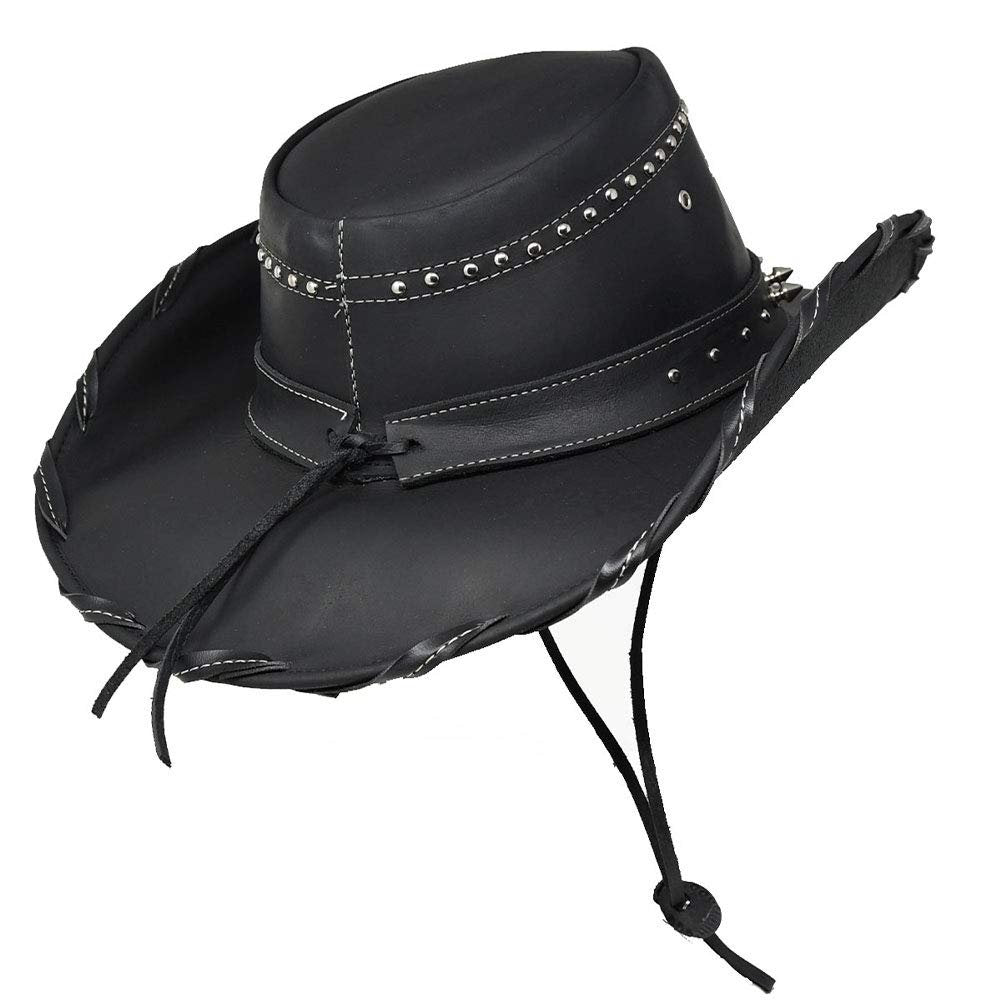Bullhide Men's 3 3/8" Brim Collection Iron Road Top Grain Leather Cowboy Hat with Chin Cord