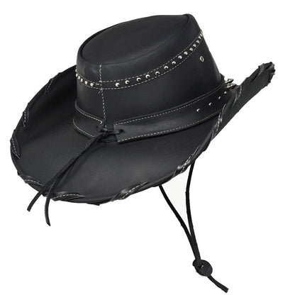 Bullhide Men's 3 3/8" Brim Collection Iron Road Top Grain Leather Cowboy Hat with Chin Cord