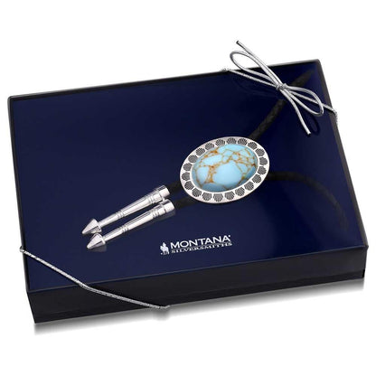 Montana Silversmiths Western Lifestyle Braided Leather Cord Silver Finished Arrow Pointed Tips Southwestern Style Bolo Tie