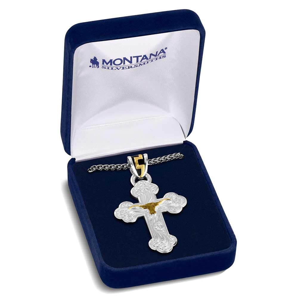 Montana Silversmiths Western Lifestyle Made in the USA Men's Christian Faith Cross Pendant Necklace