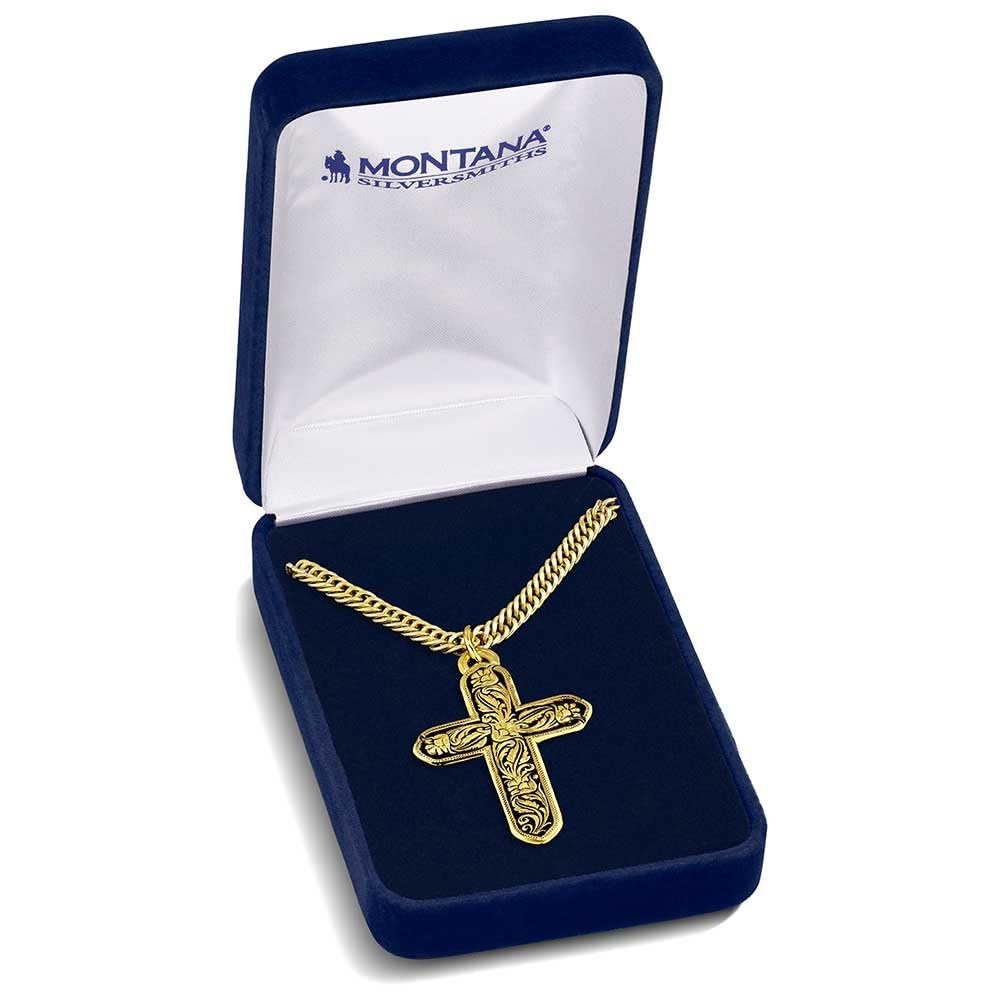Montana Silversmiths Western Lifestyle Made in the USA Men's Christian Faith Cross Pendant Necklace