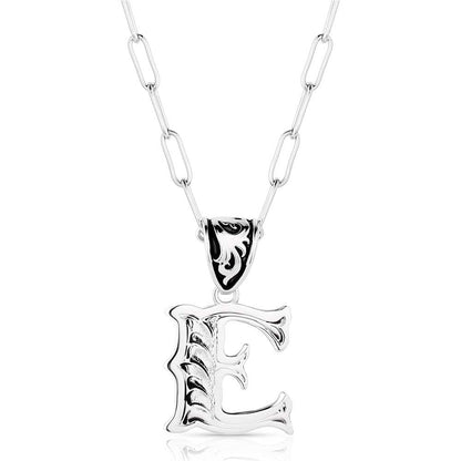 Montana Silversmiths Western Initial Pendant 18 Inch Adjustable Paperclip Chain Necklace