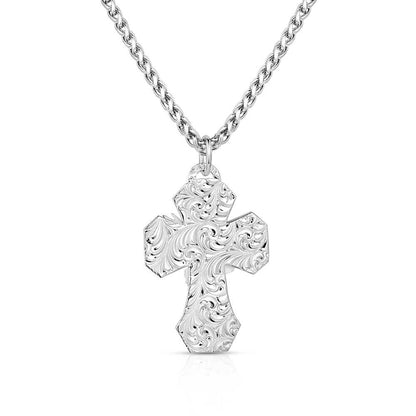 Montana Silversmiths Western Lifestyle Made in the USA Men's Christian Faith Cross Pendant Necklace
