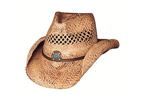 Bullhide Women's Anytime Raffia Straw Cowboy Hat, 3 1/2" Shapeable Brim, Natural, Small/Medium