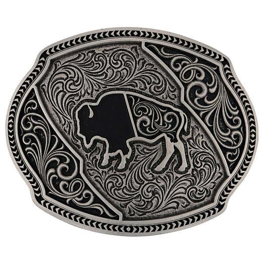 Montana Silversmiths Buffalo Roam Attitude Buckle - A987S, Metallic