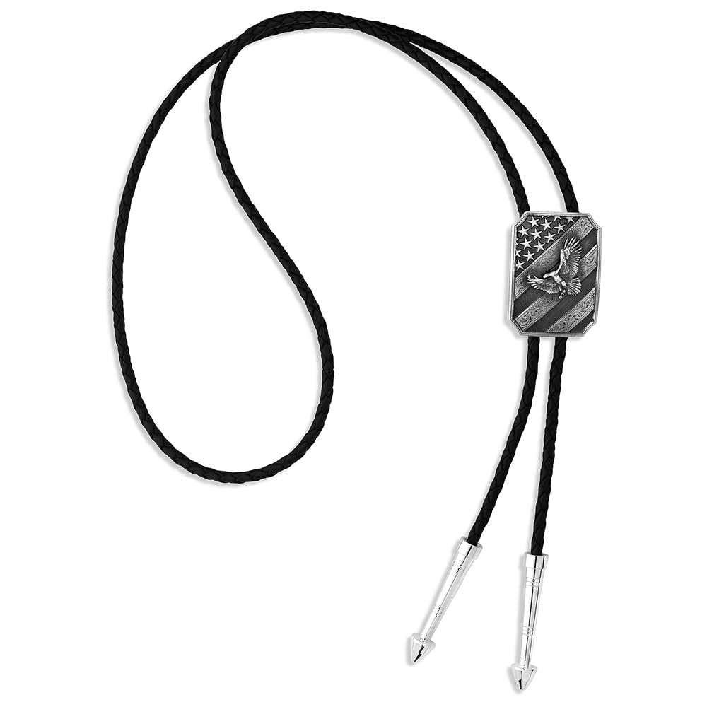 Montana Silversmiths Western Lifestyle Braided Leather Cord Silver Finished Arrow Pointed Tips Southwestern Style Bolo Tie
