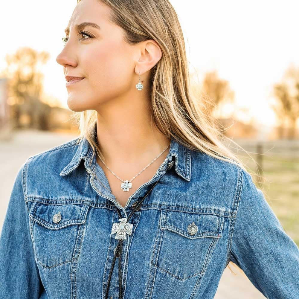 Montana Silversmiths Western Lifestyle Braided Leather Cord Silver Finished Arrow Pointed Tips Southwestern Style Bolo Tie