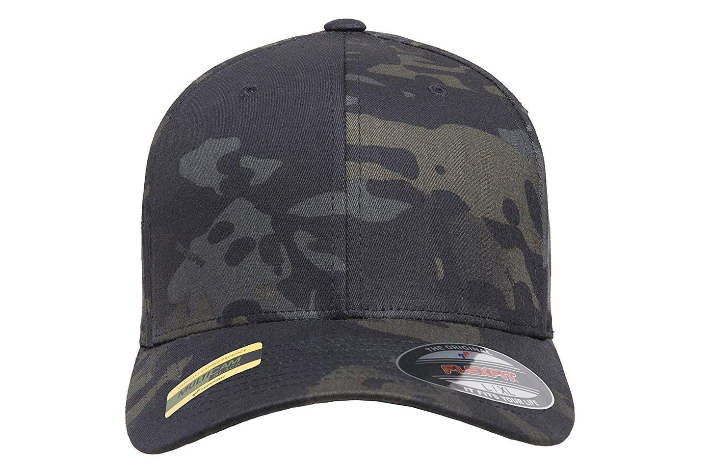 Flexfit Multicam 6 Panel Baseball Cap Officially Licensed Multi-Cam 2 Patterns Black Camo or Green Camo (XXL Fitted (7 5/8" - 8"), Black Multicam)