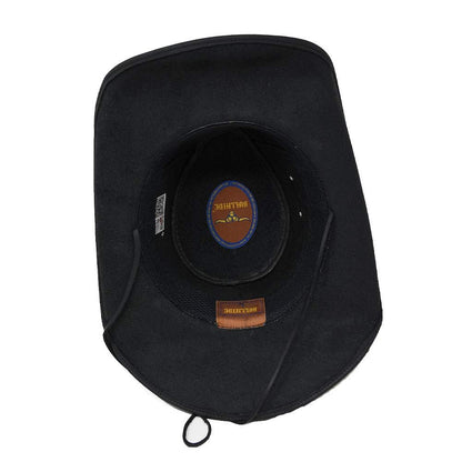 BULLHIDE Leather Collection Men's King of The Road Top Grain Leather Cowboy Hat with 3 3/8" Brim and Chin Cord