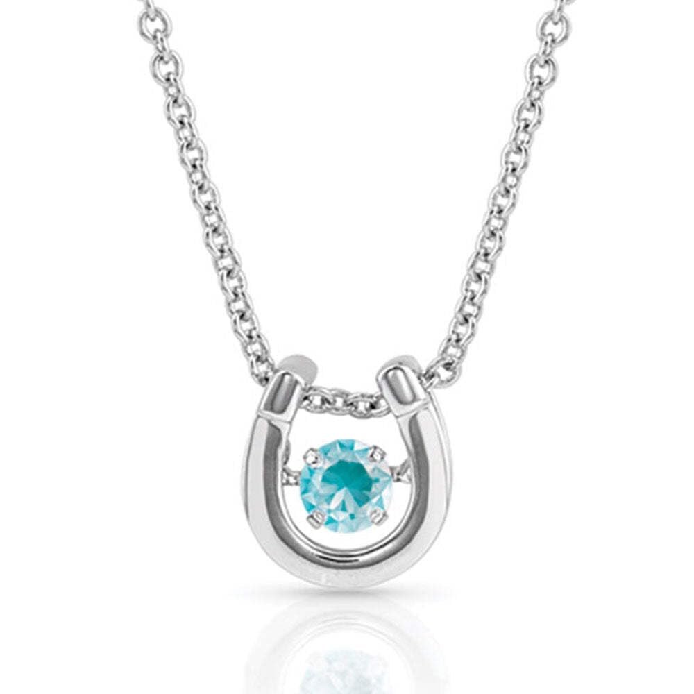 Montana Silversmiths Women's Dancing Birthstone Cubic Zirconia Horseshoe Pendant Necklace
