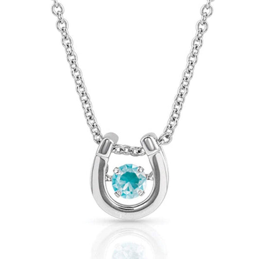 Montana Silversmiths Women's Dancing Birthstone Cubic Zirconia Horseshoe Pendant Necklace