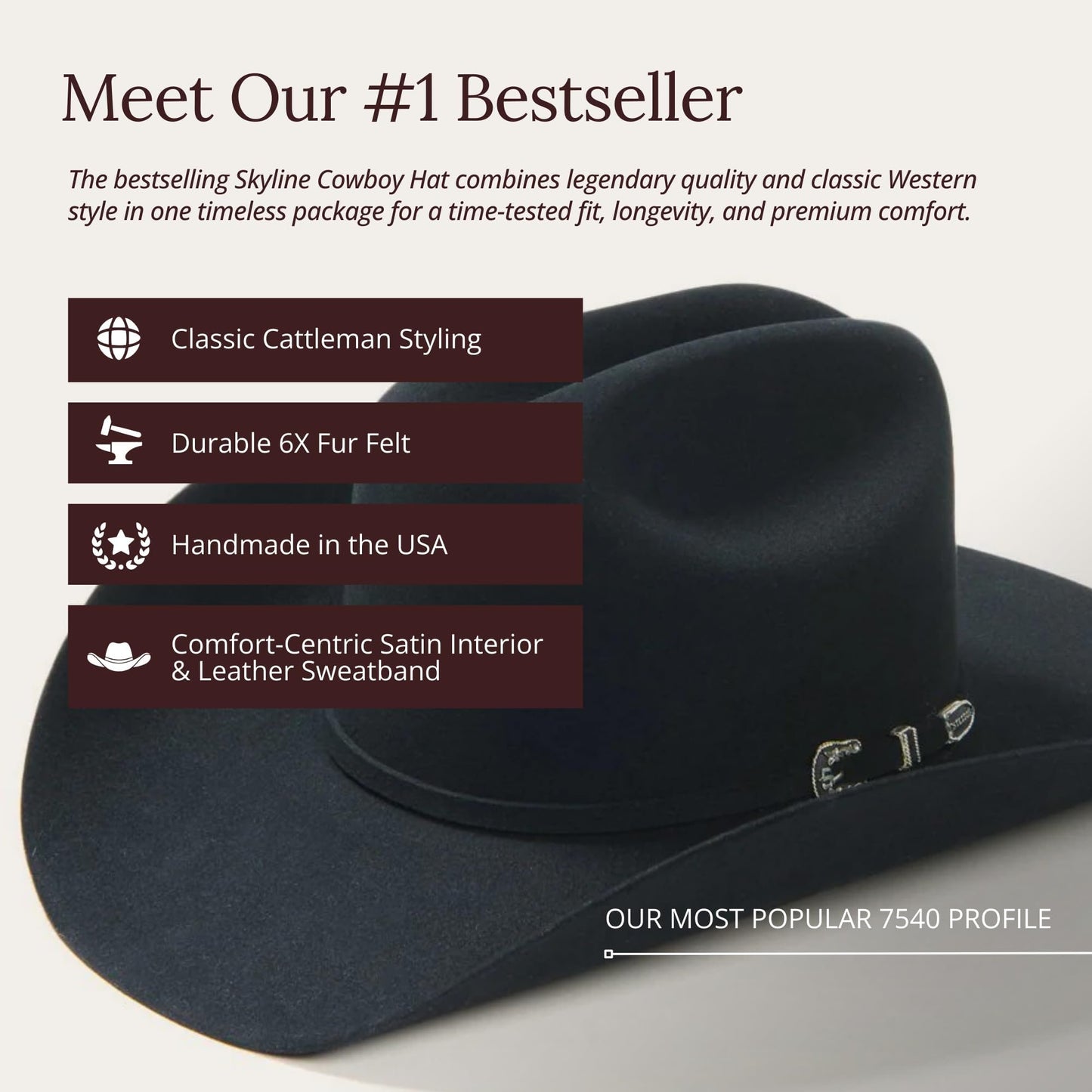 Stetson Men's 6X Skyline Hat, Chocalate, Size 7 3/8 Chocolate