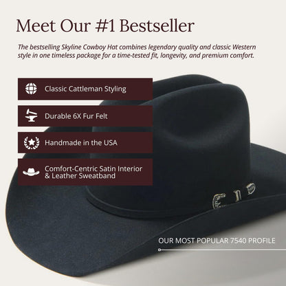 Stetson Men's 6X Skyline Hat, Chocalate, Size 7 3/8 Chocolate