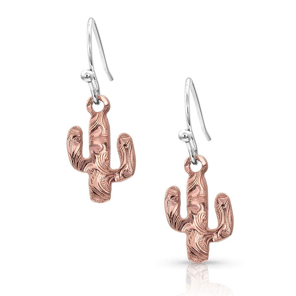 Montana Silversmiths Western Inspired Cactus Dangle Earrings (Desert Darling Rose)