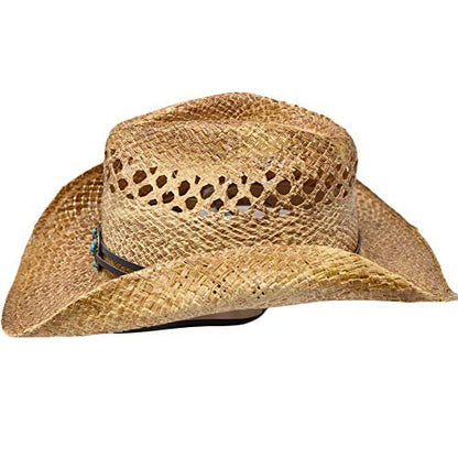 Bullhide Women's Anytime Raffia Straw Cowboy Hat, 3 1/2" Shapeable Brim, Natural, Small/Medium
