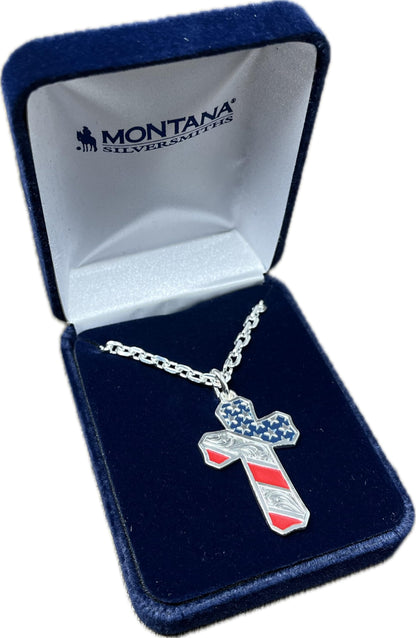 Montana Silversmiths Western Lifestyle Made in the USA Men's Christian Faith Cross Pendant Necklace