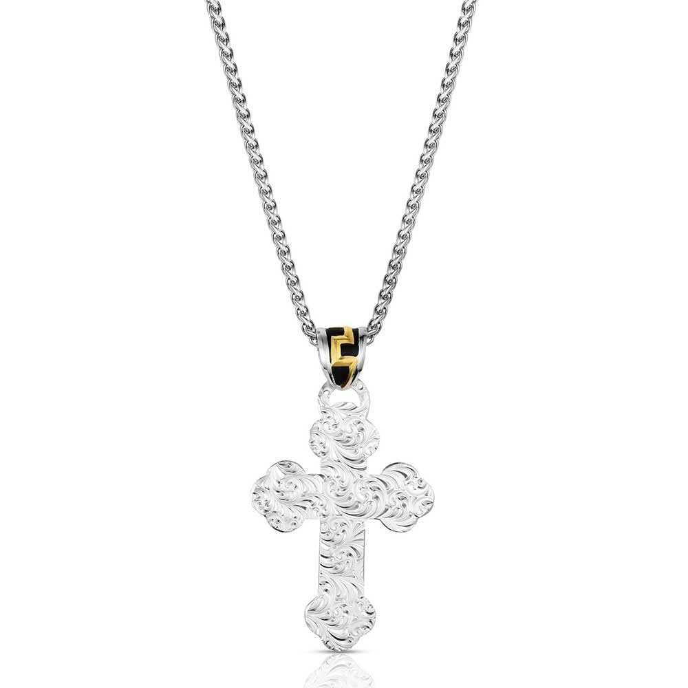 Montana Silversmiths Western Lifestyle Made in the USA Men's Christian Faith Cross Pendant Necklace