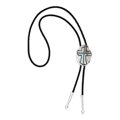 Montana Silversmiths Western Lifestyle Braided Leather Cord Silver Finished Arrow Pointed Tips Southwestern Style Bolo Tie