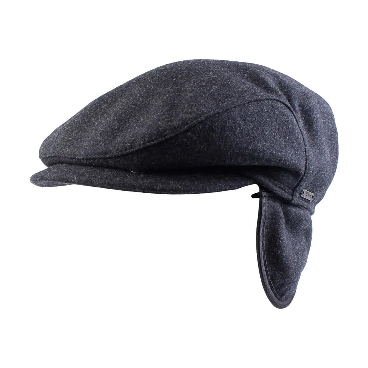 Wigens Carl Men's Classic Longshoreman 100% Wool Ivy Cap with Earflaps