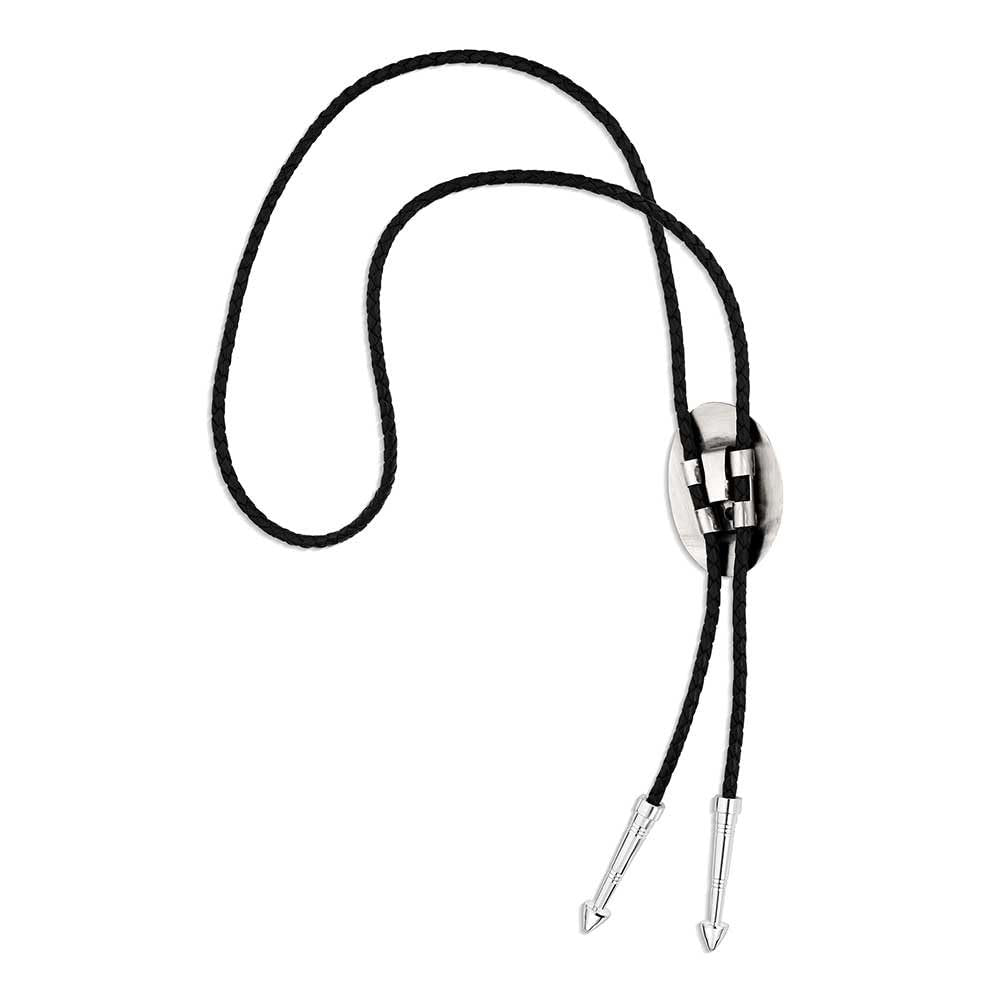 Montana Silversmiths Western Lifestyle Braided Leather Cord Silver Finished Arrow Pointed Tips Southwestern Style Bolo Tie