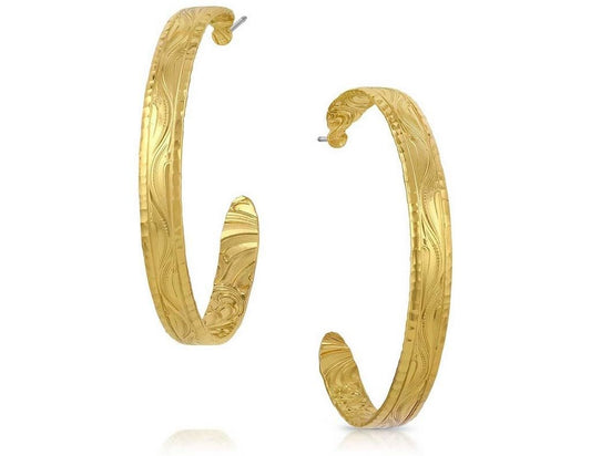 Montana Silversmiths Timeless Treasure Chiseled Hoop Earrings - ER5663G