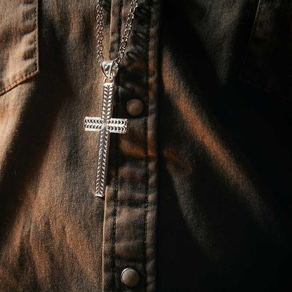 Montana Silversmiths Western Lifestyle Made in the USA Men's Christian Faith Cross Pendant Necklace