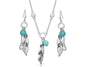 Montana Silversmiths Women's Charming Feather And Turquoise Jewelry Set Silver One Size