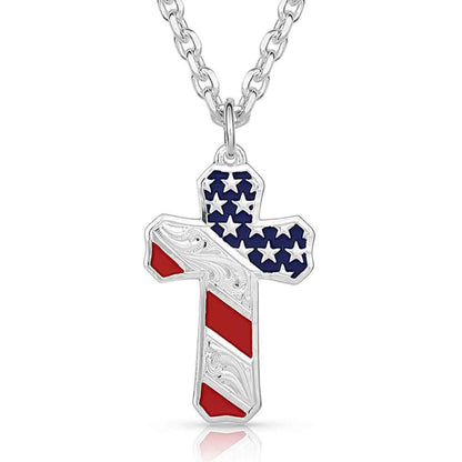 Montana Silversmiths Western Lifestyle Made in the USA Men's Christian Faith Cross Pendant Necklace