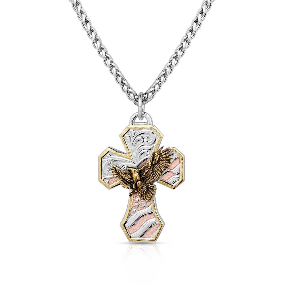 Montana Silversmiths Western Lifestyle Made in the USA Men's Christian Faith Cross Pendant Necklace