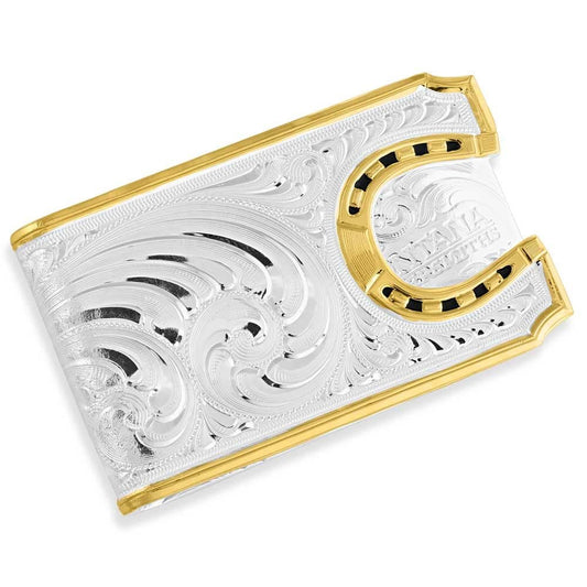 Montana Silversmiths Unisex Two-Tone Carved Horseshoe Money Clip - MCL5236 One Size