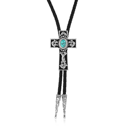 Montana Silversmiths Western Lifestyle Braided Leather Cord Silver Finished Arrow Pointed Tips Southwestern Style Bolo Tie