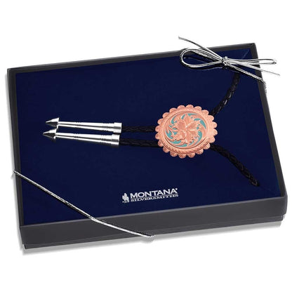 Montana Silversmiths Western Lifestyle Braided Leather Cord Silver Finished Arrow Pointed Tips Southwestern Style Bolo Tie