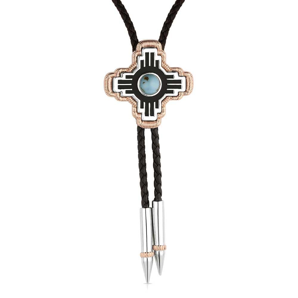 Montana Silversmiths Western Lifestyle Braided Leather Cord Silver Finished Arrow Pointed Tips Southwestern Style Bolo Tie