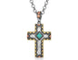 Montana Silversmiths Antiqued Serrated Cross Christian Faith Diamond-Shaped Turquoise 28 Inch Necklace