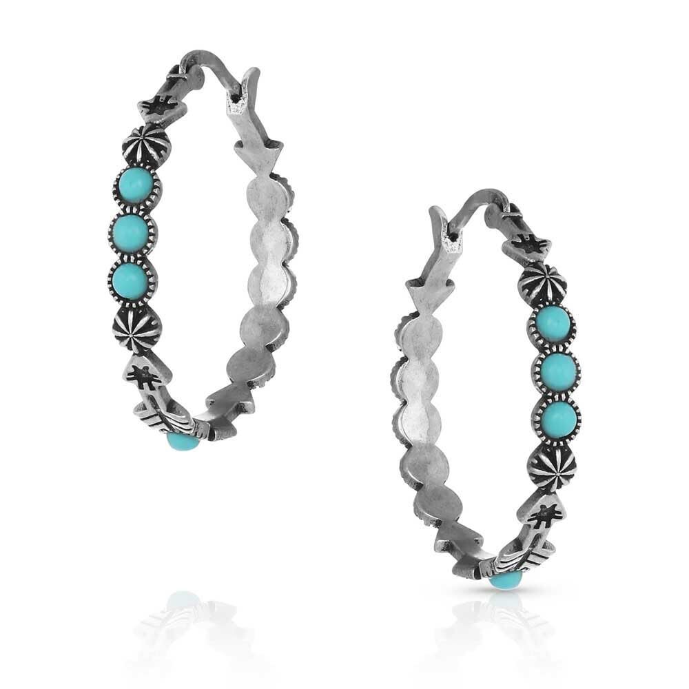 Montana Silversmiths Western Lifestyle Turquoise Post/Stud Earrings (Round Hoop)