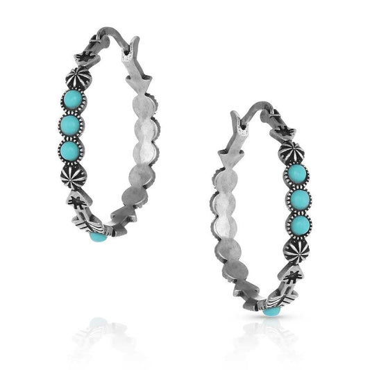 Montana Silversmiths Western Lifestyle Turquoise Post/Stud Earrings (Round Hoop)